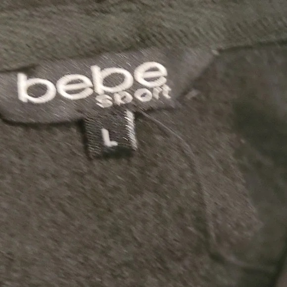 Bebe Sport Womens Black Rose Gold Sequin Logo Side Tape Hoodie Pullover Large - Picture 6 of 6